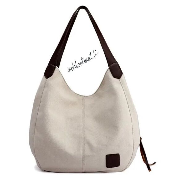 NEW COTTON Canvas Handbag Tote Purse Large Size Choose Color Hobo Bag - Picture 8 of 16